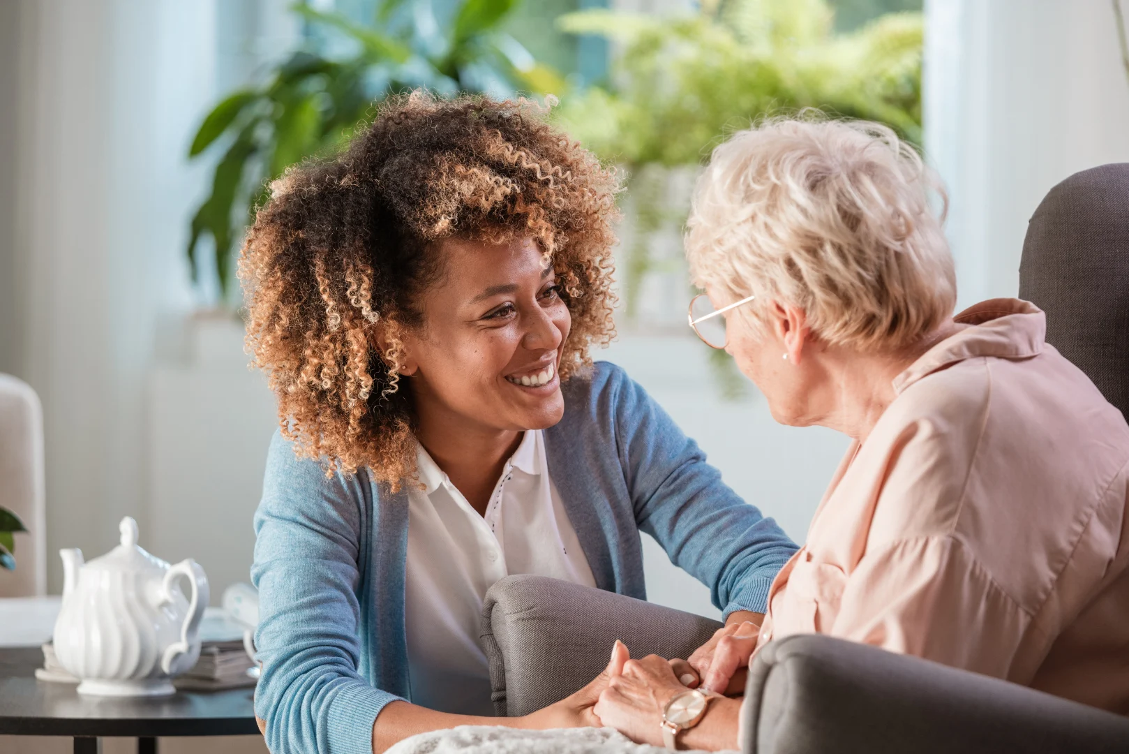 Caregiver with elderly client